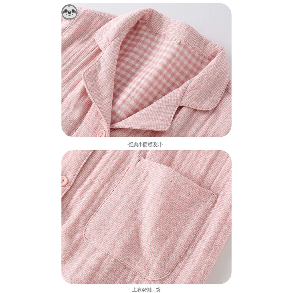 Phong Cách Nhật Bản Phong Cách Muji / Nam Nữ Cotton Nguyên Chất Sợi Bốn Lớp Cặp Đôi Phong Cách Homewear Suit / Mùa Thu Đông Dày Quần Dài Tay Bộ Đồ Ngủ