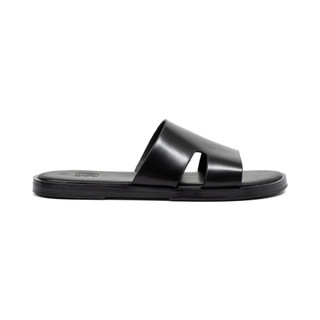 Dép da nam quai ngang Fttleather, dép da nam mang hằng ngày êm chân đế phíp gỗ chống trượt D011