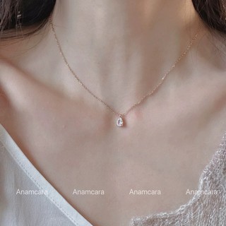 Vòng cổ mặt dây chuyền nàng tiên cá giọt nước vintage, dây xích xương cổ phong cách Hàn Quốc, ngắn đa năng