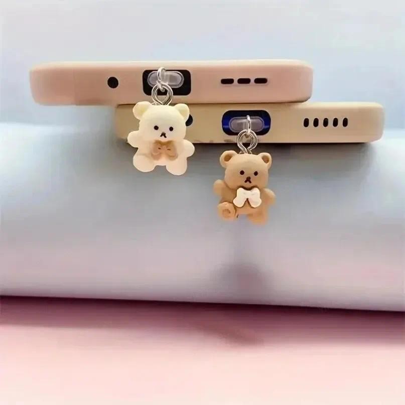 Mặt dây chuyền cắm bụi điện thoại cho iPhone Samsung Xiaomi Type-C / iOS / Micro USB Giao diện cắm bụi đa năng Gấu nhỏ dễ thương