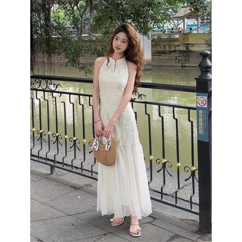 [YU]Đầm jacquard kiểu cheongsam, dáng bodycon quyến rũ, phong cách Trung Quốc nổi bật mùa hè.