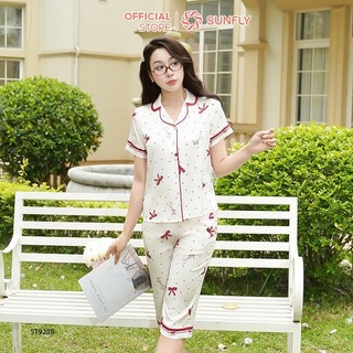 Bộ pijama nữ lụa satin SUNFLY áo cộc quần ngố ST9258