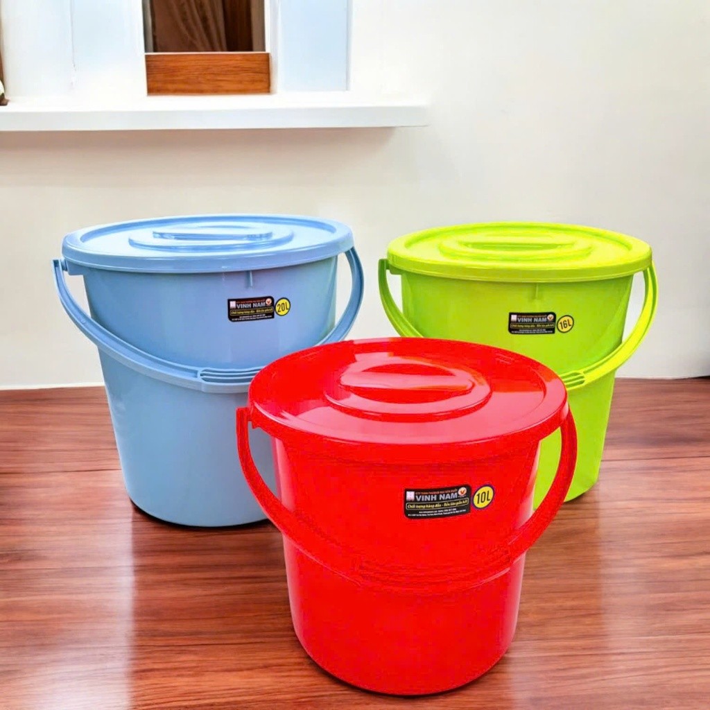 Xô Nhựa Có Nắp Ko Nắp 4 Lít Đến 20 Lít Vinh Nam Plastic Xô Nhựa Có Quai Xách Xô Nước Mã 365 - 373