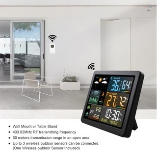 Trạm Thời Tiết Thông Minh FJ3566M Có Đồng Hồ Đo Nhiệt Độ & Độ Ẩm Trong Nhà Và Ngoài Trời Đa Năng Màn Hình Màu Lớn Đồng Hồ Đo Nhiệt Độ & Độ Ẩm Với 1 Cảm Biến