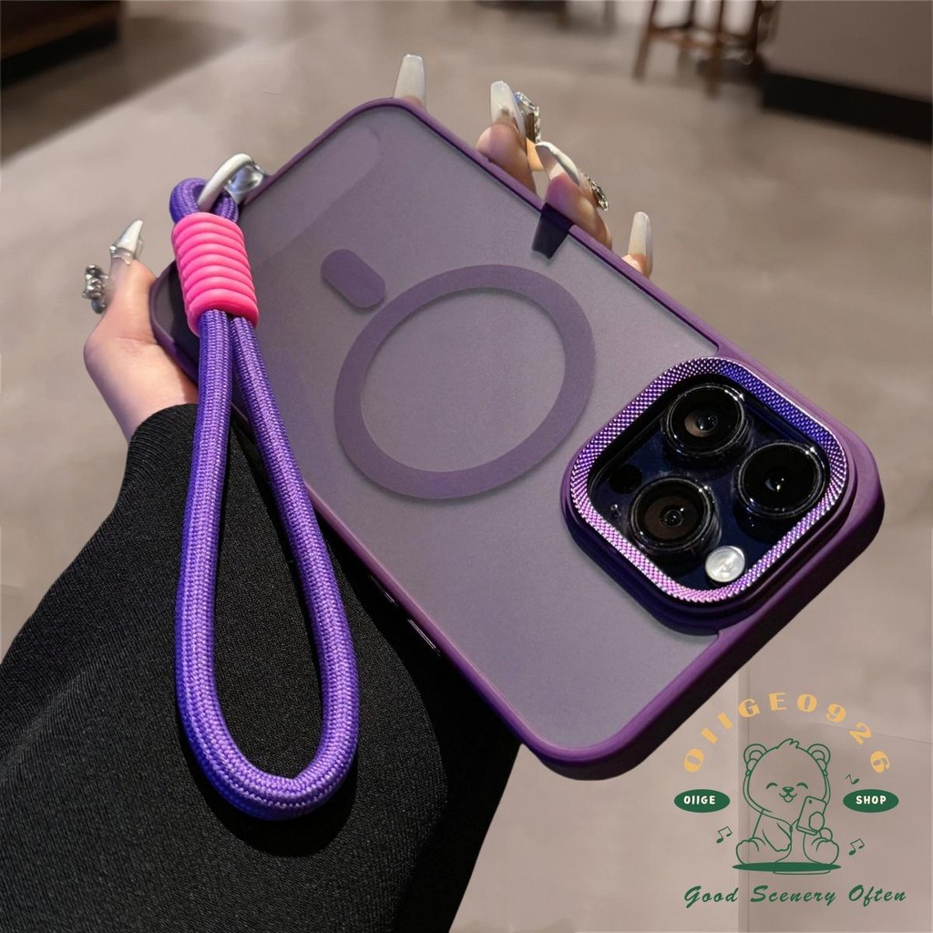 【 Ốp lưng iphone16 】 Dây buộc màu sa mạc Vỏ điện thoại dạng lỏng mờ từ tính iphone16 Pro Max 15 14 13 12 11 cho vỏ iPhone Vỏ mềm silicon TPU + PC chống sốc