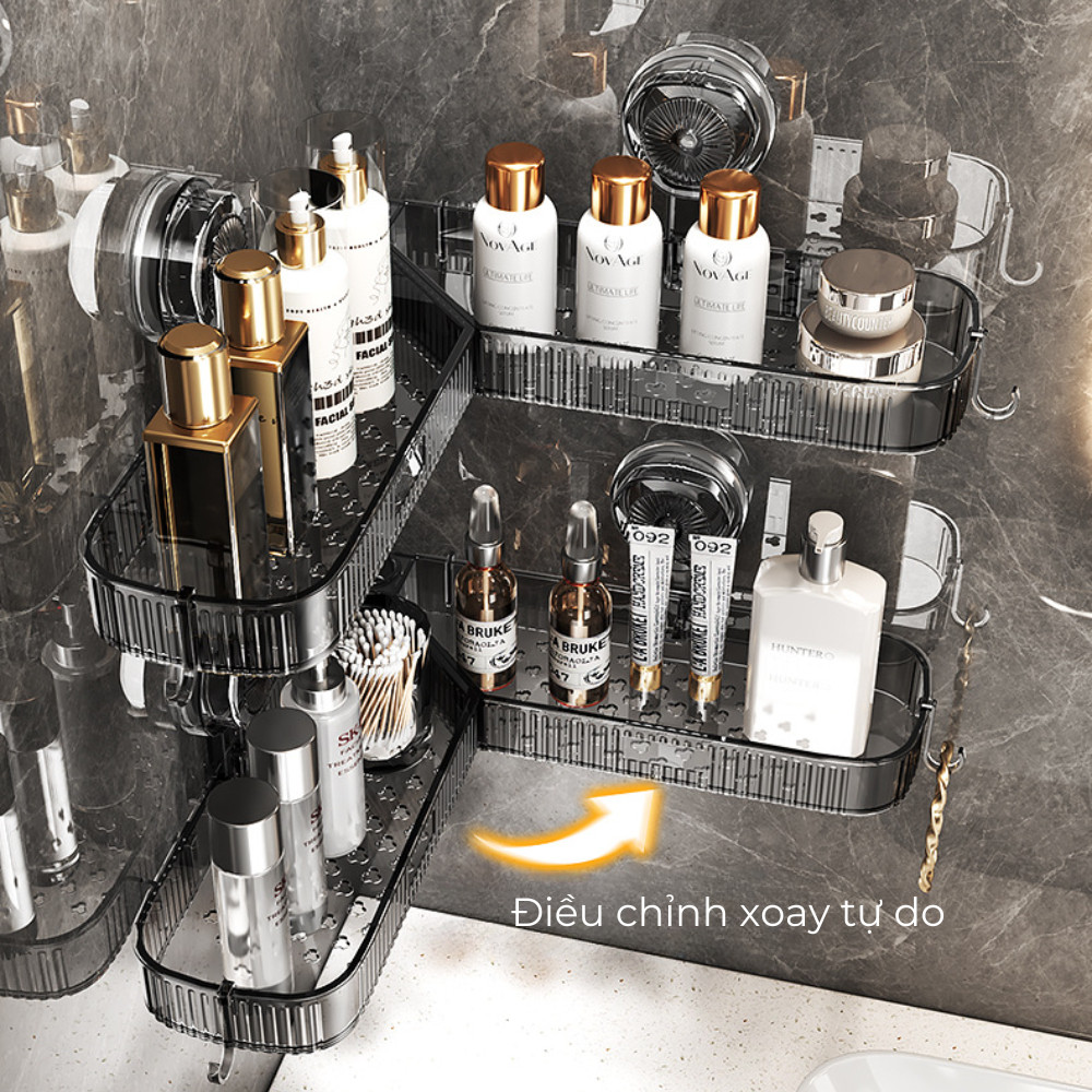 Kệ Đựng Đồ Trong Suốt Nhà Tắm Gắn Tường Không Khoan Góc Tường Dán Tường Chịu Lực Tốt