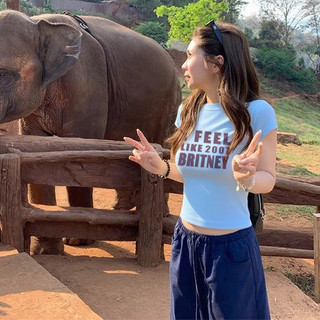 áo baby tee ôm body màu xanh dương kiểu dáng cute hàn quốc đẹp Eleclassm  áo thun local brand