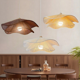 AIMI Mây Đèn Chùm Nhà Hàng Trung Quốc Đèn Trang Trí Phòng Khách Phòng Ngủ Trần Đèn Chùm Tay Dệt Thanh Cafe Đèn Treo