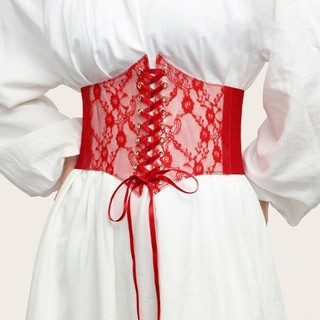Thắt lưng Corset ren METALWRK, Thắt lưng thêu hoa bằng da PU lụa co giãn, Thắt lưng cơ thể giảm béo rộng trang trí co giãn thời trang dành cho nữ Cô gái cô dâu