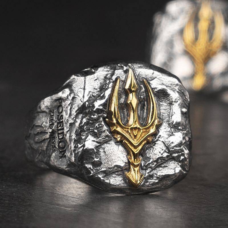 【Ready Stock】 Poseidon Ice Rage Trident Silver Ring Trendy Men's Silver ...