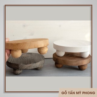 Đôn chậu mini bằng gỗ tự nhiên, Giá kê chậu cây để bàn, Kệ để đồ decor trang trí