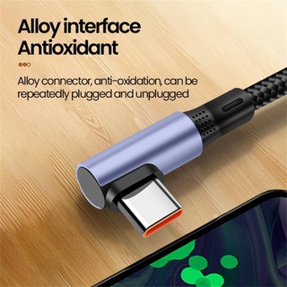 Cáp dữ liệu ngắn 6A Khuỷu tay kép USB C sang Type C Cáp sạc nhanh cho Samsung Xiaomi Xe hơi Dây sạc điện thoại