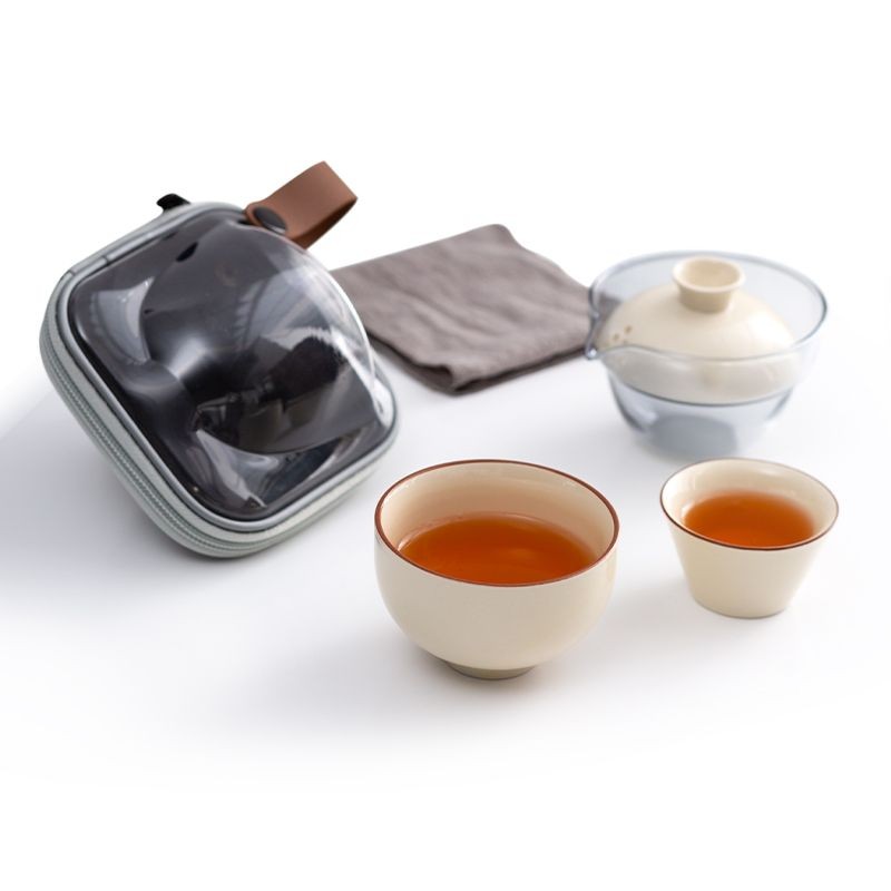 ✨Bộ trà du lịch di động Cốc nhanh Một nồi Hai cốc Cắm trại ngoài trời Bộ du lịch Bộ trà Kung Fu
