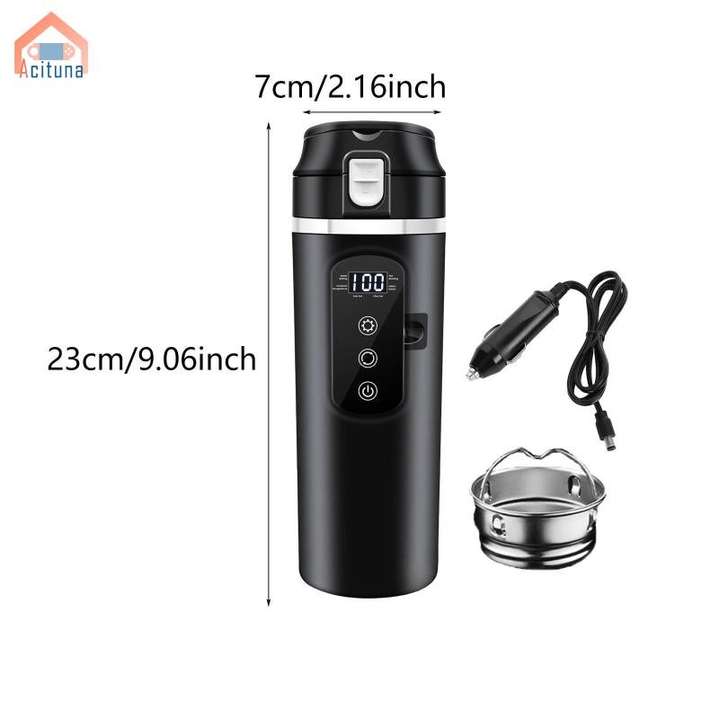 Acuuna 12V 24V Ấm Siêu Tốc Ô Tô Nồi Hơi Ấm Siêu Tốc Điện Hiển Thị Nhiệt Độ Sưởi Ấm Cốc Uống Nước Làm Nóng Thông Minh Cốc Ô Tô Cho Cắm Trại