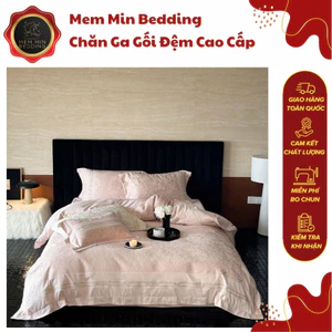 Bộ Chăn Ga Gối Gấm Dệt Ga Trần Bông Mềm Mại Thoáng Khí Cao Cấp Họa Tiết Nổi Tinh Tê - MemMinbedding Luxury