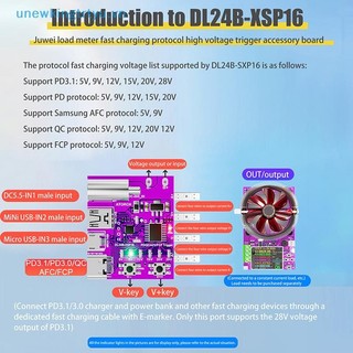 Unewtyu Type-C PD3.1 Giao Thức Bảng Kiểm Tra 4 Dây Đồng Hồ Đo Điện Áp Deceiver Bộ Sạc 140W Công Cụ Lão Hóa Cho Máy Kiểm Tra Tải DL24 VN