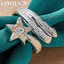 URMYLADY Bạc 925 Ngôi Sao Zircon Nhẫn Nữ Cưới Đính Hôn Quyến Rũ Trang Sức Thời Trang