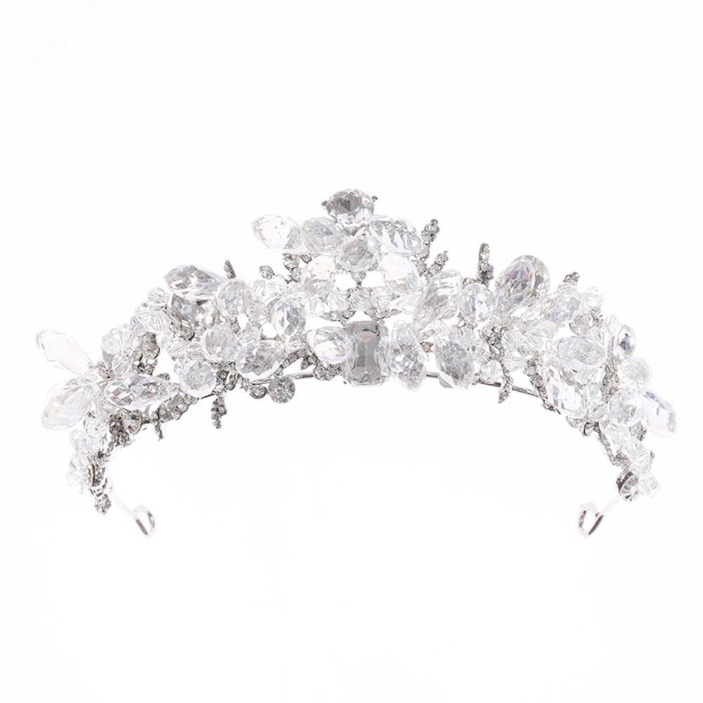 Vương miện thủy tinh pha lê tiara và khuyên tai cho nữ - Mũ đội đầu công chúa sáng bóng
