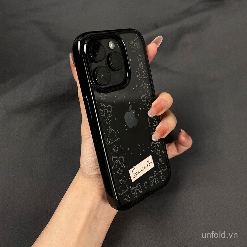 Nơ Thỏ Dễ Thương QYJS Ốp Lưng Điện Thoại Thích Hợp Cho IPhone 13 14 15 16 ProMax 11 12 PRO 14 15 16 PLUS X XS XR XSMAX 7 8 plus Soft Case ECTU
