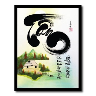 Tranh thư pháp chữ nhẫn, chữ tâm, chữ phúc, chữ tho, tranh chữ tranh trí tường, thư pháp chữ việt