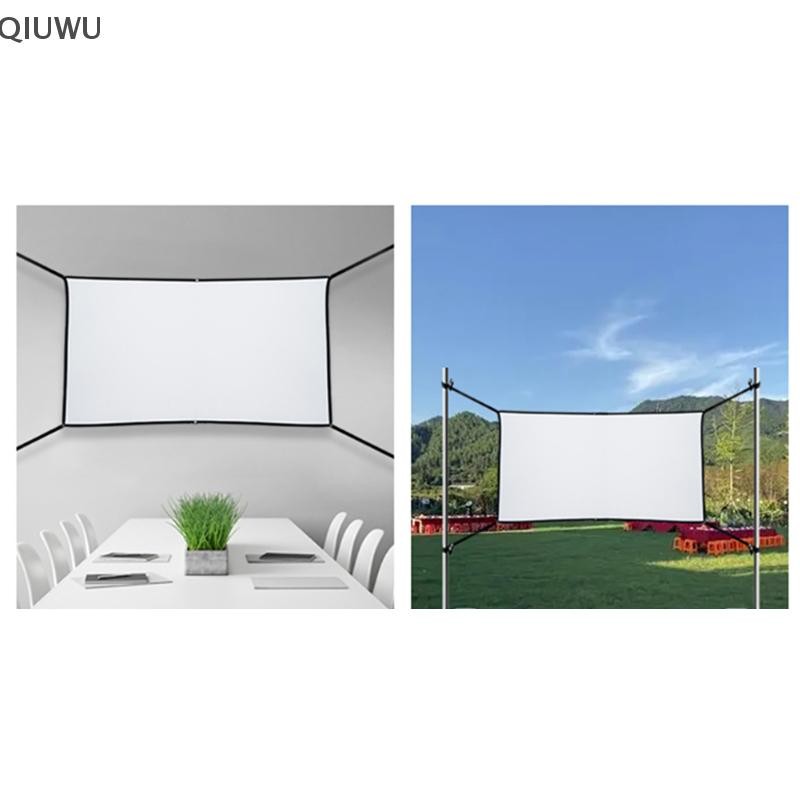 Màn hình máy chiếu di động QIUWU 16: 9 Rèm máy chiếu đơn giản Màn hình hiển thị HD 60 / 72 / 84 / 100 / 120 Inch cho rạp chiếu phim tại nhà.