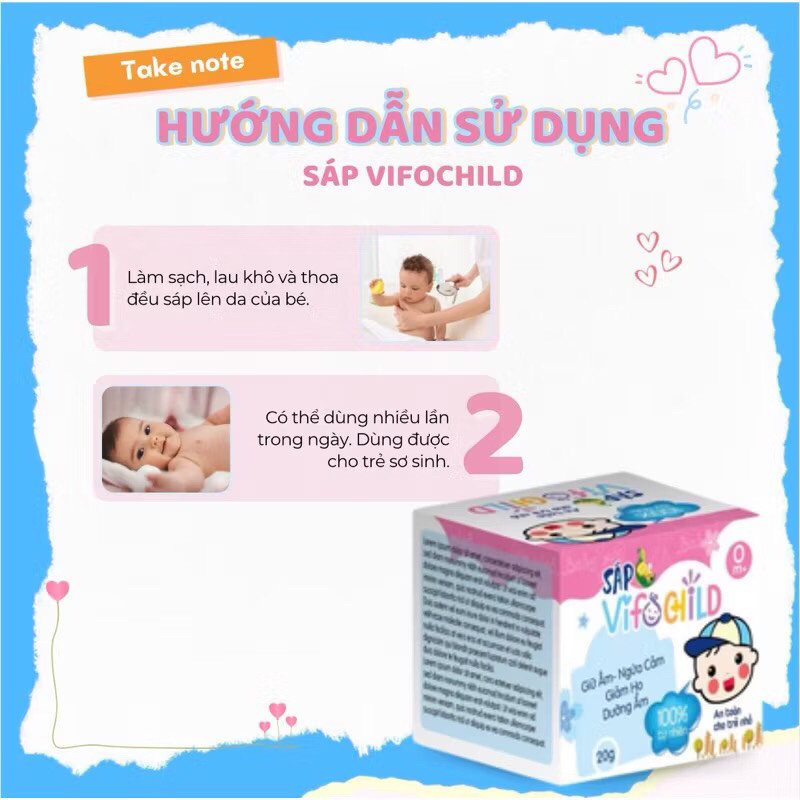 Sáp giữ ấm cho bé VIFOCHILD 20g An toàn cho trẻ từ sơ sinh Giữ ấm Chống nẻ Giảm ho Ngừa cảm hiệu quả Baby 3