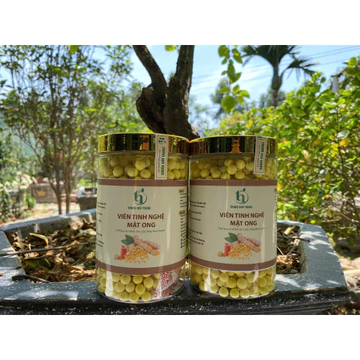 Viên tinh bột nghệ mật ong Trung Huy foods, hộp 500g viên nghệ vàng nguyên chất, củ nghệ vàng
