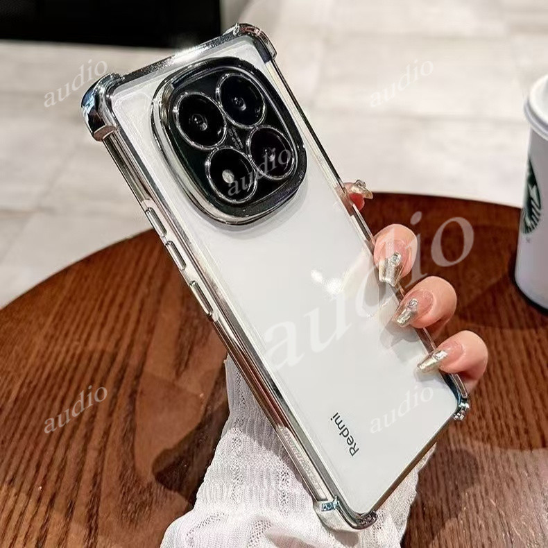 Ốp điện thoại trong suốt mạ bốn góc Redmi Note 14 Pro + 5G cho Redmi Note14 Pro Pro + 5G 4G Ốp lưng silicon mềm chống sốc sang trọng cho Redmi Note 14Pro 14Pro + 5G