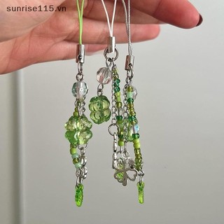 Srvn Handmade Đính Hạt Dây Xích Điện Thoại May Mắn Bốn Lá Cỏ Ba Lá Dây Xích Điện Thoại Nhiều Màu Sắc Móc Khóa CCD Mặt Dây Chuyền Điện Thoại Di Động Phụ Kiện Trang Trí.