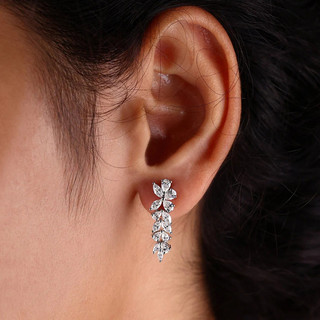 Bông tai zircon lá bạc S925, phụ kiện thời trang đơn giản cho nữ