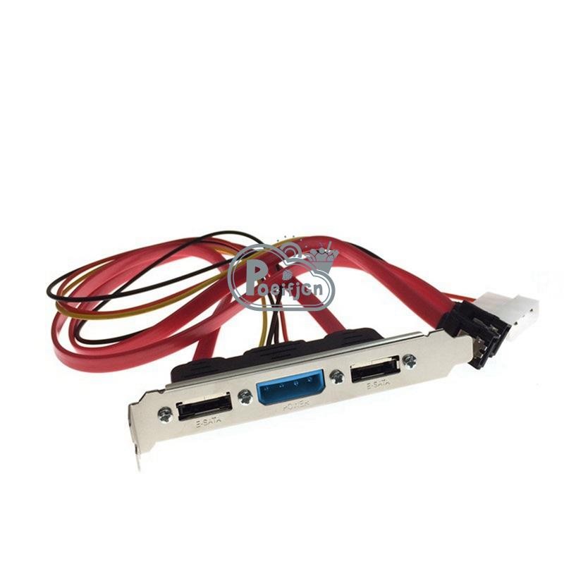 Pc DIY SATA sang ESATA và 4Pin IDE Molex Power PCI Bracket Khe cắm cáp Cấu hình toàn chiều cao cho ổ cứng gắn ngoài