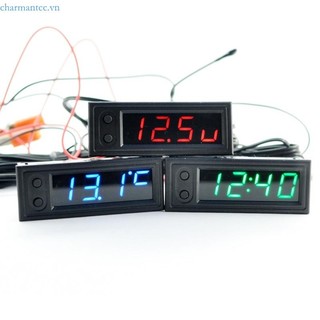 Charmantcc1 Có Thể Điều Chỉnh Nhiệt Độ Ô Tô Đồng Hồ 12V 3 Trong 1 Nhiệt Kế Vôn Kế Đồng Hồ Điện Tử LED Kỹ Thuật Số Displa