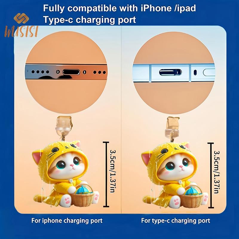 [WUSISI] Ổ cắm cổng sạc chống bụi điện thoại 2D dễ thương cho nút chặn chống bụi Type C Accessorie MỚI