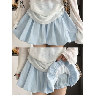 S-3XL Quần Short Size Lớn Nữ Xanh Hakama Cao Cấp Chữ a Chống chói Quần Bí Ngô Nữ Mùa Hè 2025 Quần Short Nhỏ Thường Ngày Thoải Mái Quần Short Xe Buýt Hơi Béo Hơi Quần Áo Nữ