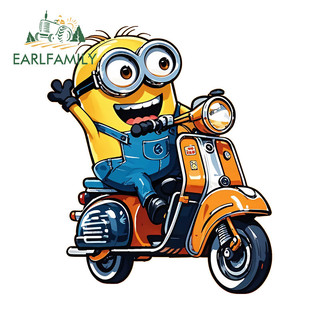EARLFAMILY Minions Đi Xe Máy Dễ Thương Miếng Dán Xe Máy Chống Thấm Nước Hành Lý Xe Tay Ga Vinyl Đề Can Tắc Xước Cửa Xe Bảo Vệ