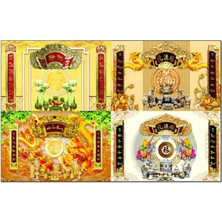 Tranh canvas phòng thờ, mâm ngũ quả, câu đối, liễng thờ, bình phong, hoa sen, tranh trang trí phòng thờ nhiều mẫu.