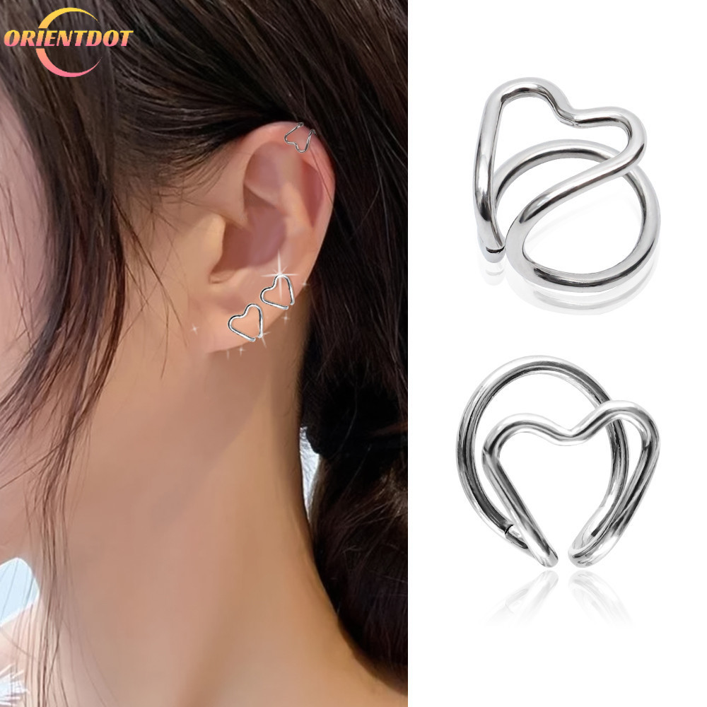 1/2/5/7 Cái Unisex Kẹp Xương Tai Hình Tình Yêu - Vòng Đeo Tai Kim Loại Bạc Phong Cách Giản Dị