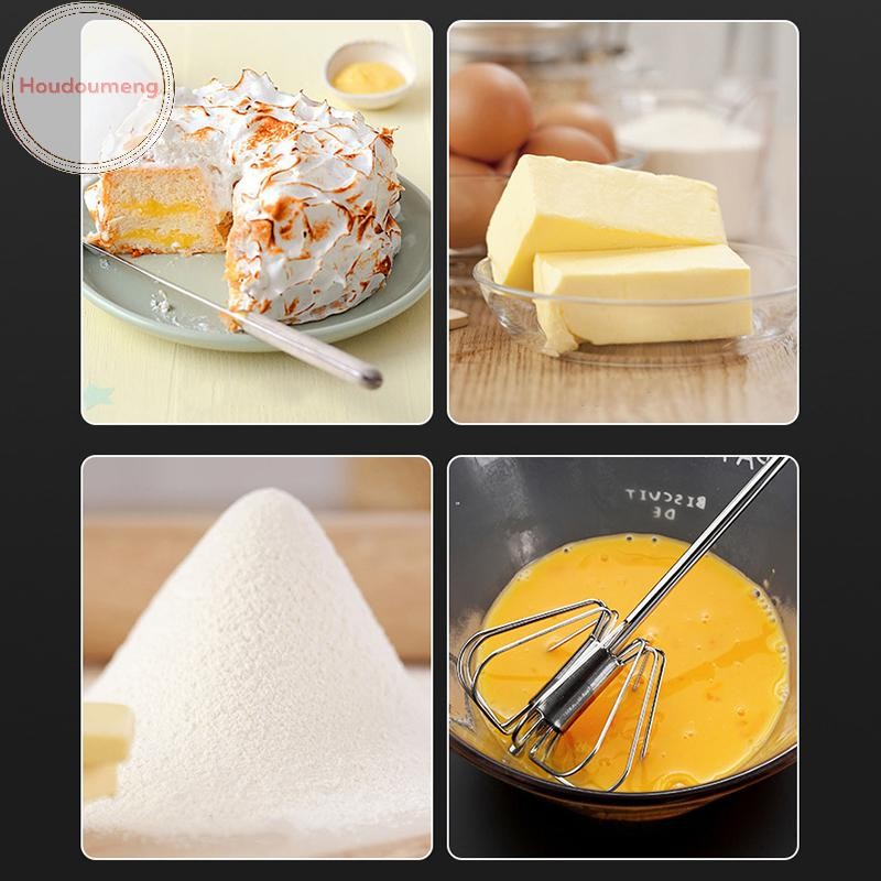 Máy đánh trứng bằng thép không gỉ Hodou 304 Máy đánh trứng bán tự động Máy trộn tay tự xoay Máy khuấy trứng Phụ kiện nhà bếp Dụng cụ trứng VN
