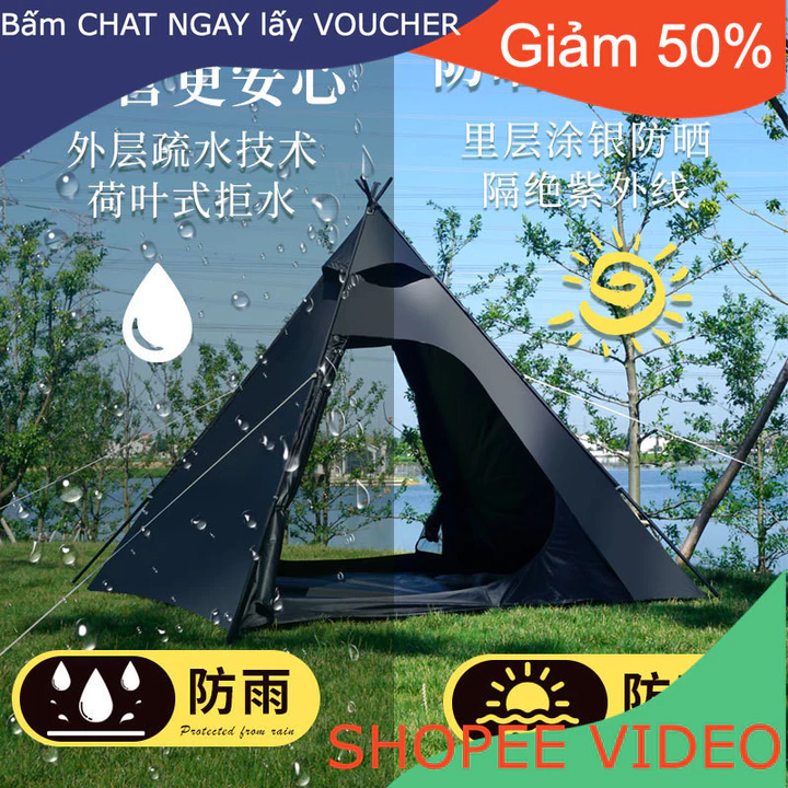 Glamping Lều cắm trại cao cấp Lều da đen, lều cắm trại ngoài trời chống tia cực tím, chống mưa, Lều Dã Ngoại – 3