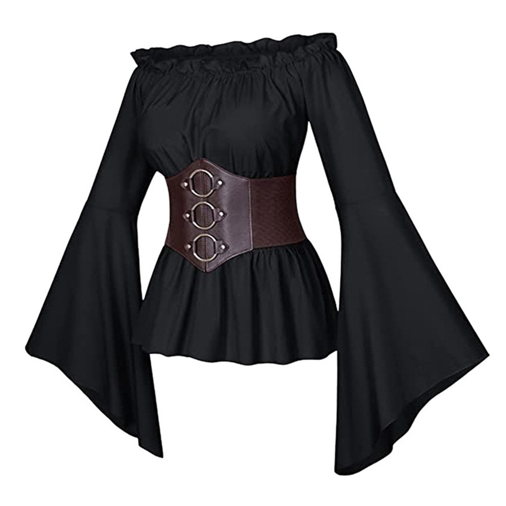 XIA Áo nữ corset style áo hải tặc thời trung cổ, trễ vai, phù hợp lễ hội và cosplay