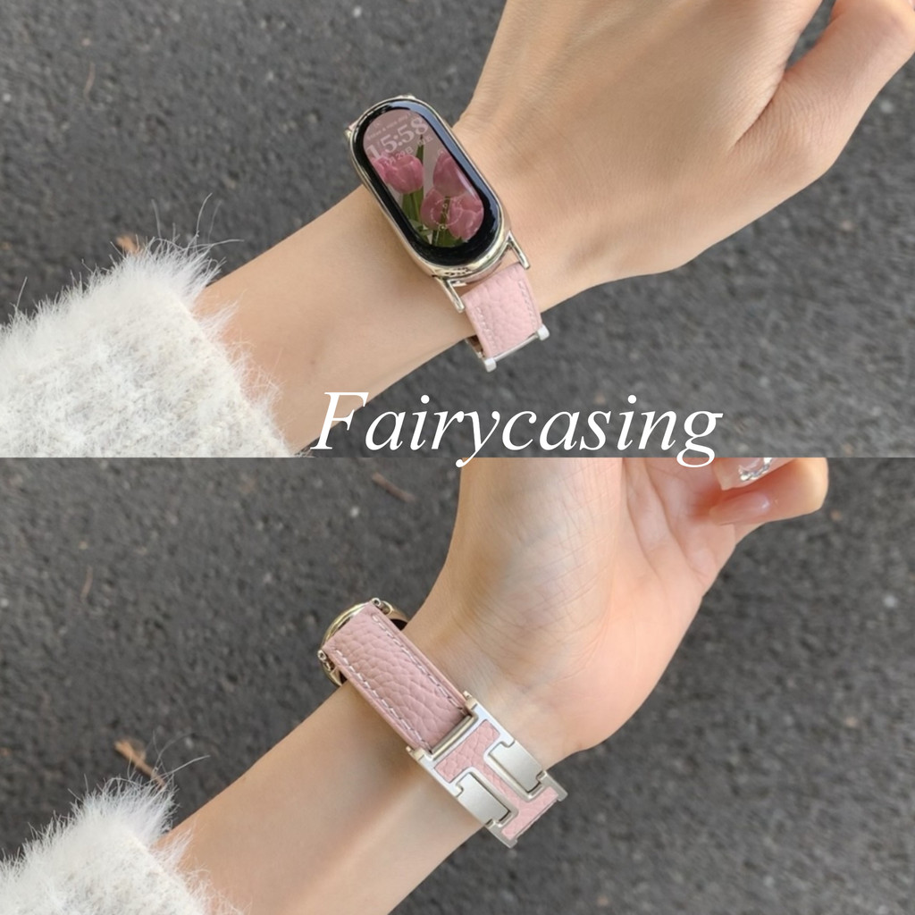 Dây da mỏng cho MIBand 10 9 8 7 Vòng đeo tay từ tính thay thế cho miband 6 5 4 3 Band Không có đồng hồ