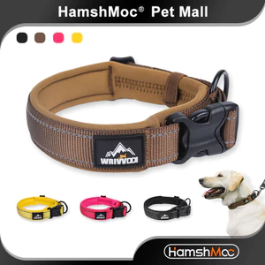 Hamshmoc Cổ Chó Phản Quang Có Thể Điều Chỉnh Vòng Kim Loại Thoáng Khí Đệm Polyester Bền Cho Mọi Giống