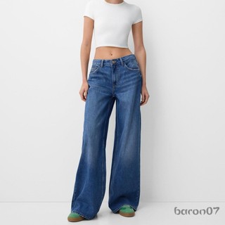Quần ống rộng Denim nữ dáng rộng thường ngày Quần jean màu trơn cho công sở dạo phố