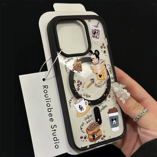 Phong Cách Chuột Cà Phê Hoạt Hình Toàn Màn Hình Ốp Lưng Điện Thoại Trong Suốt Thích Hợp Cho iPhone 14ProMax 15Pro 13Pro 12ProMax 16Pro 15Plus 14 13ProMax 11 Chống Vàng Chống Sốc Vỏ Bảo Vệ Từ Tính Chống Sốc