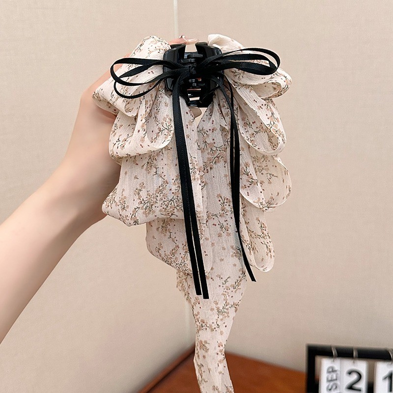 Phụ Nữ Mới Phù Hợp Với Kẹp Tóc Nơ Đen Streamer Kẹp Tóc