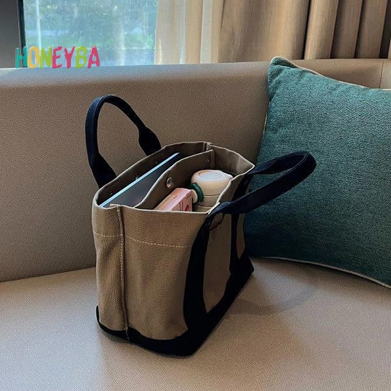 < Honeyba > Túi xách nữ S bán chạy Túi đựng đồ ăn trưa bằng vải Canvas cao cấp Phong cách Nhật Bản mới