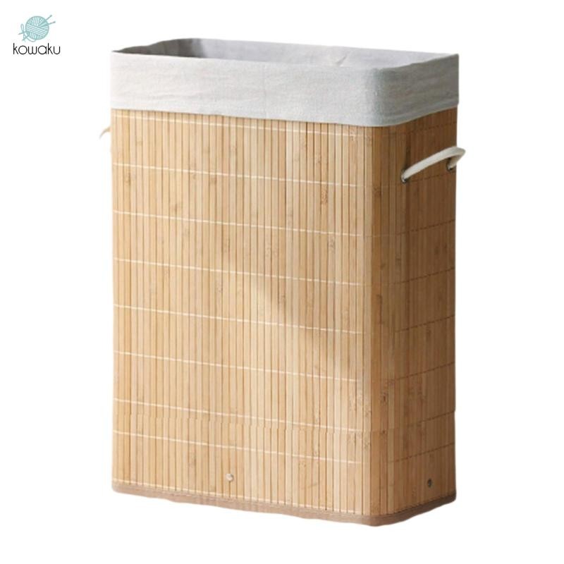 Giỏ đựng đồ giặt bằng tre Thùng giặt Hộp đựng có thể gập lại Mở lớn Có thể giặt được Quần áo bẩn sắp xếp cho ký túc xá Phòng tắm