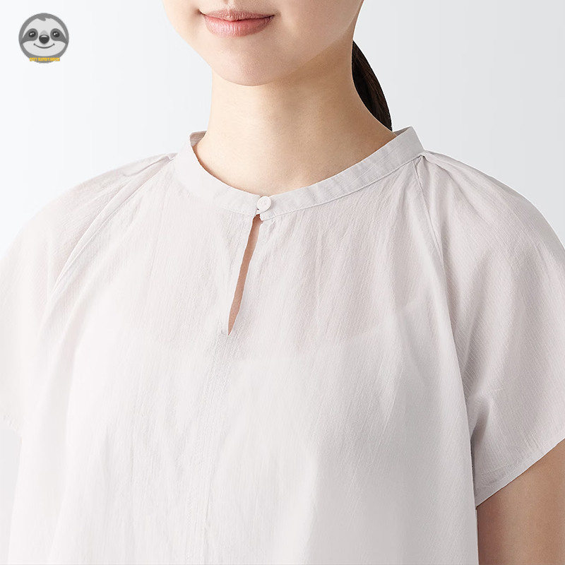 Phong cách Nhật Bản Phong cách Muji / Cổ tròn Cotton xoắn mạnh tay kiểu Pháp Áo tay ngắn / Áo kiểu dáng rộng thường ngày mát mẻ cho nữ