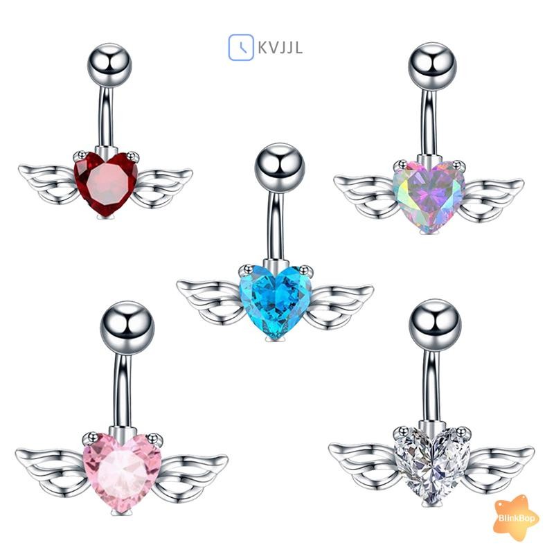 [KvJJL-t] Nhẫn Rốn Inox Cho Nữ Flash Kim Cương Giả Bikini Bụng Nút Móng Tay Trang Trí Cơ Thể Piercings Trang Sức Mới
