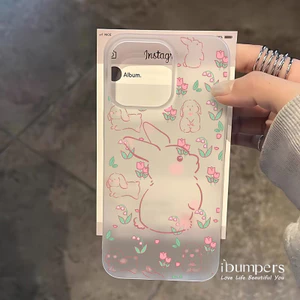 ibumpers Ốp Điện Thoại iPhone Dễ Thương Họa Tiết Thỏ Hồng Ốp Lưng Trong Suốt Nhám Mờ Chống Bẩn Chống Sốc Cho IPhone 16 15 14 12 13 11 Pro Max IP 7 8 Plus X XS XR